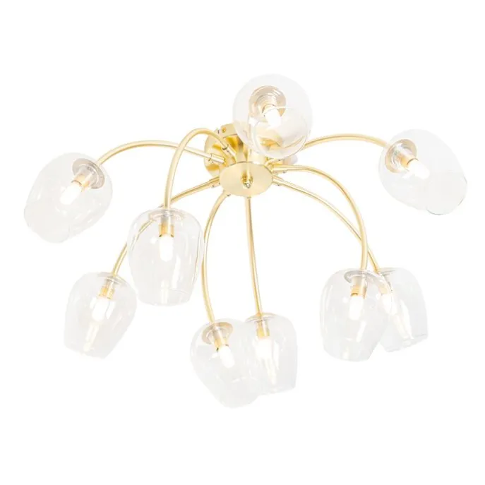 Klassische Deckenlampe Gold mit Glas 9 Lichter - Elien