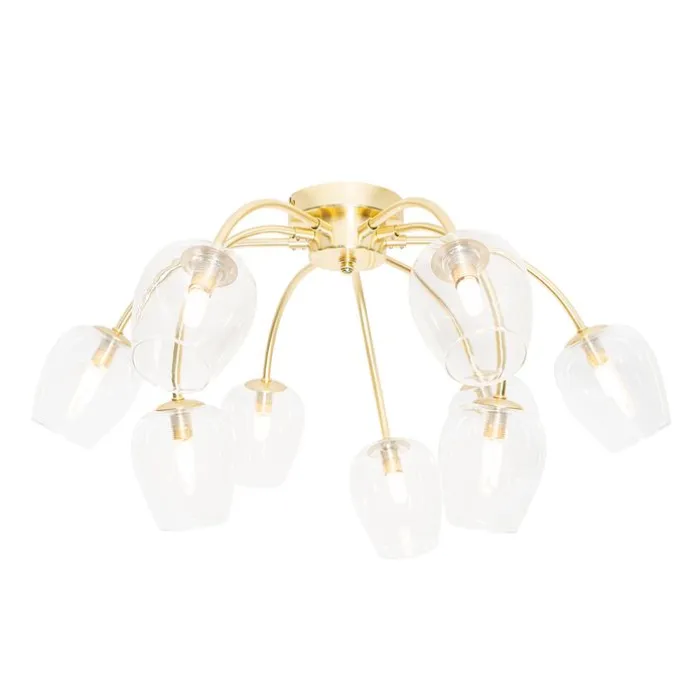 Klassische Deckenlampe Gold mit Glas 9 Lichter - Elien