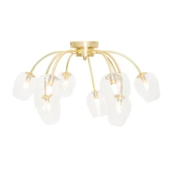 Klassische Deckenlampe Gold mit Glas 9 Lichter - Elien