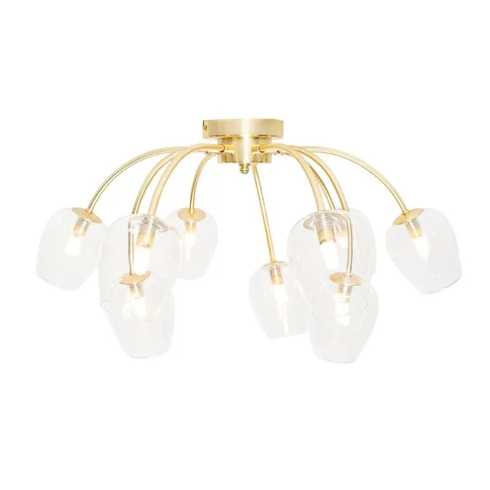 Klassische Deckenlampe Gold mit Glas 9 Lichter - Elien