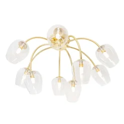 Klassische Deckenlampe Gold mit Glas 9 Lichter - Elien