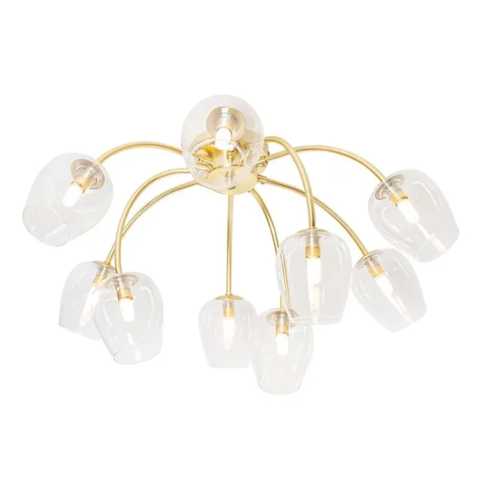 Klassische Deckenlampe Gold mit Glas 9 Lichter - Elien