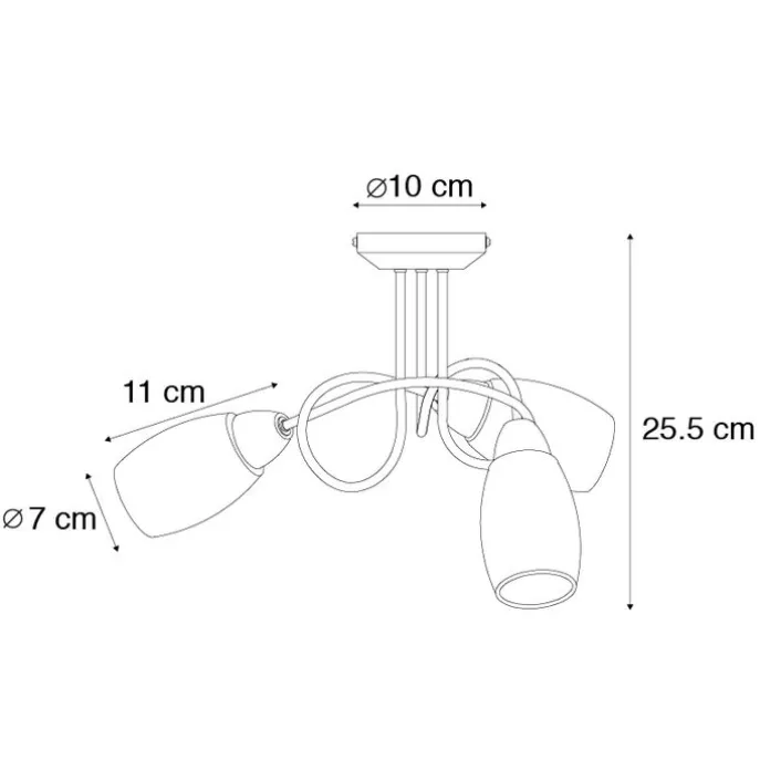 Klassische Deckenlampe Stahl 3 Lichter - Fortress