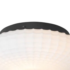 Klassische Deckenleuchte schwarz mit Opalglas 23 cm IP44 - Nohmi