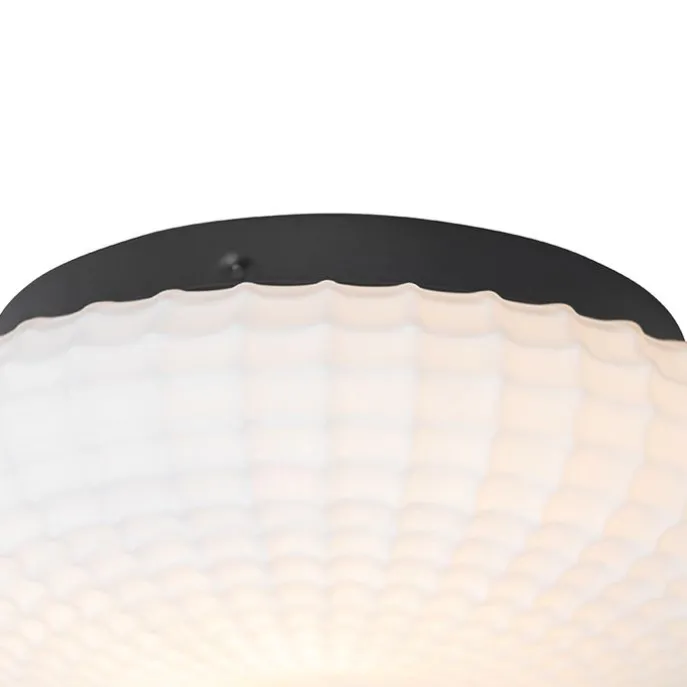 Klassische Deckenleuchte schwarz mit Opalglas 23 cm IP44 - Nohmi