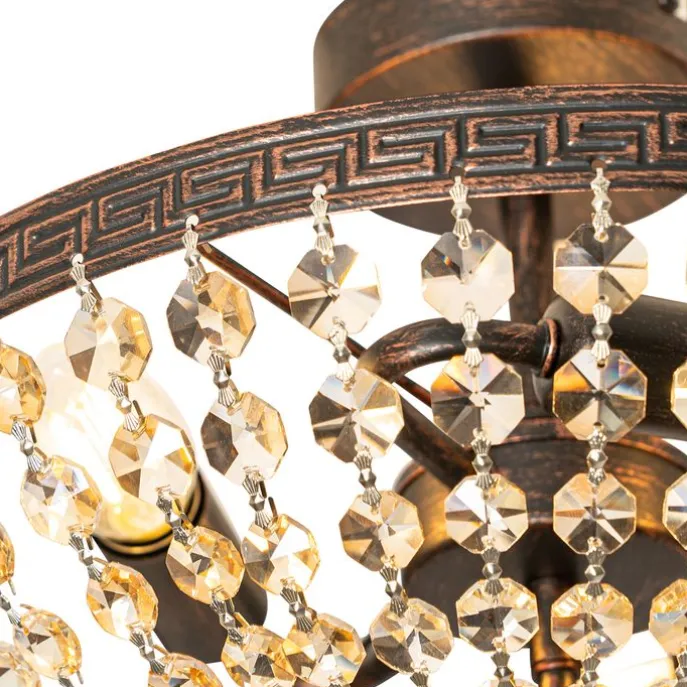 Klassische Deckenleuchte aus Bronze und Kristall, 3-flammig – Mondrian