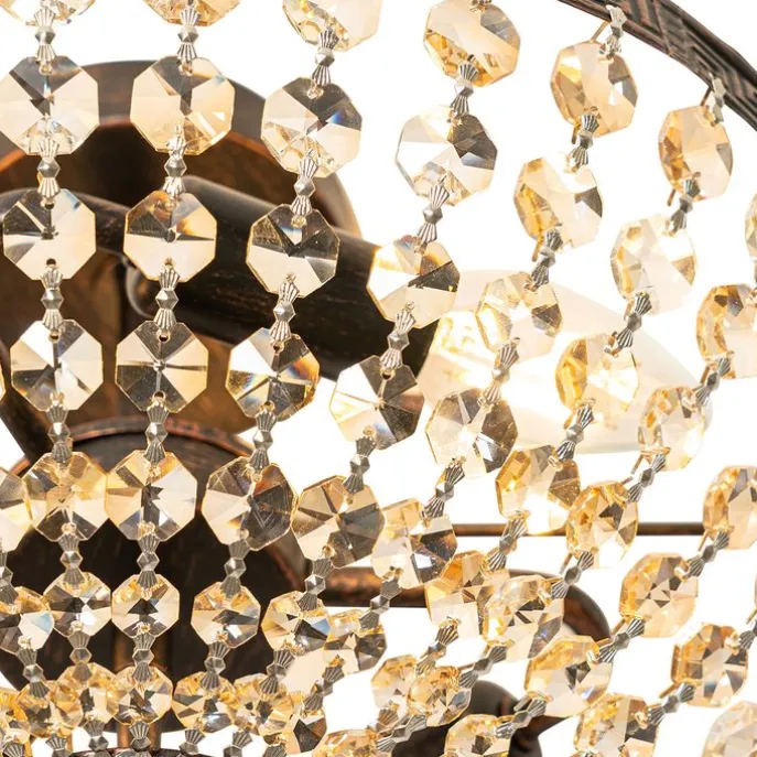 Klassische Deckenleuchte aus Bronze und Kristall, 3-flammig – Mondrian