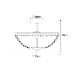 Klassische Deckenleuchte aus Bronze und Kristall, 3-flammig – Mondrian