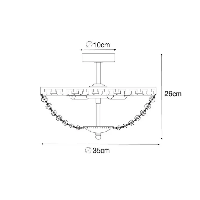 Klassische Deckenleuchte aus Bronze und Kristall, 3-flammig – Mondrian