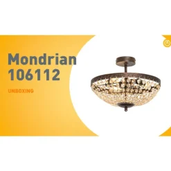 Klassische Deckenleuchte aus Bronze und Kristall, 3-flammig – Mondrian