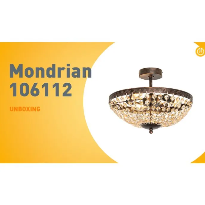 Klassische Deckenleuchte aus Bronze und Kristall, 3-flammig – Mondrian