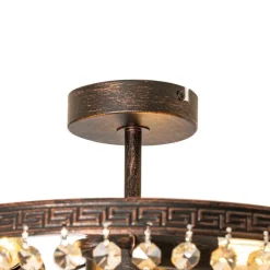 Klassische Deckenleuchte aus Bronze und Kristall, 3-flammig – Mondrian