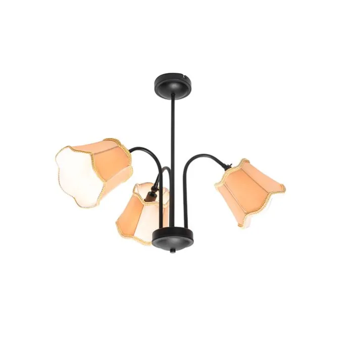 Klassische Deckenleuchte in Schwarz mit goldenem Lampenschirm, 3-flammig – Nona