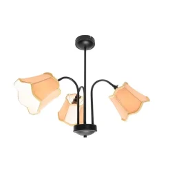 Klassische Deckenleuchte in Schwarz mit goldenem Lampenschirm, 3-flammig – Nona