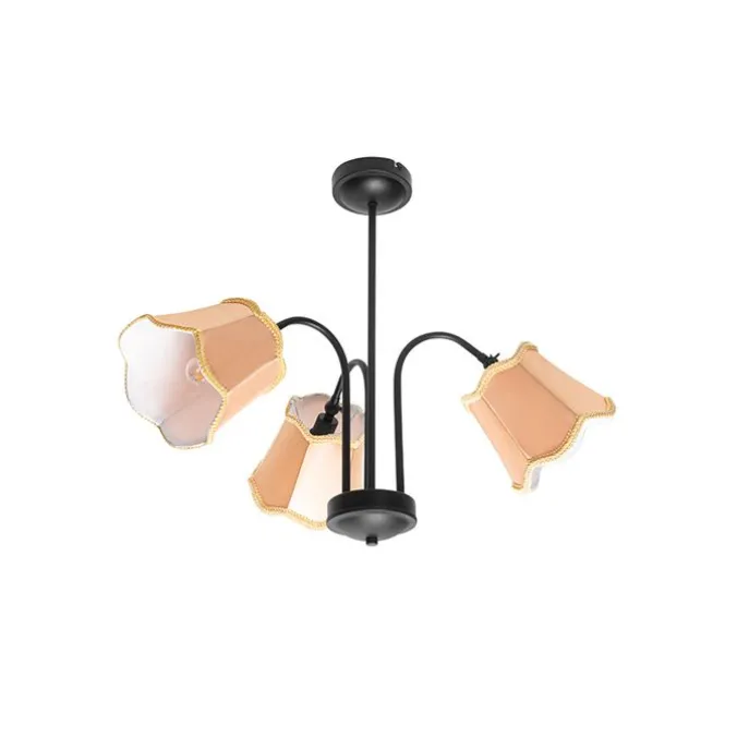 Klassische Deckenleuchte in Schwarz mit goldenem Lampenschirm, 3-flammig – Nona