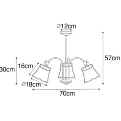 Klassische Deckenleuchte in Schwarz mit goldenem Lampenschirm, 3-flammig – Nona