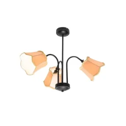 Klassische Deckenleuchte in Schwarz mit goldenem Lampenschirm, 3-flammig – Nona