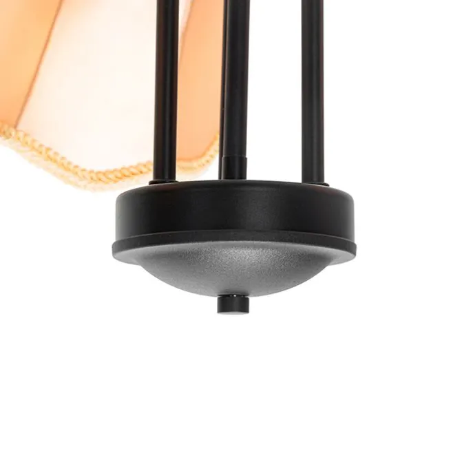 Klassische Deckenleuchte in Schwarz mit goldenem Lampenschirm, 3-flammig – Nona