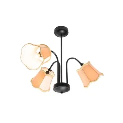 Klassische Deckenleuchte in Schwarz mit goldenem Lampenschirm, 3-flammig – Nona