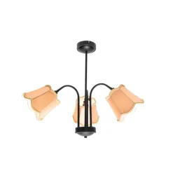 Klassische Deckenleuchte in Schwarz mit goldenem Lampenschirm, 3-flammig – Nona