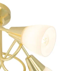 Klassische Deckenleuchte Gold mit Opalglas 5-flammig - Inez