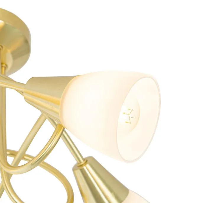 Klassische Deckenleuchte Gold mit Opalglas 5-flammig - Inez