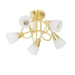 Klassische Deckenleuchte Gold mit Opalglas 5-flammig - Inez