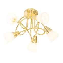Klassische Deckenleuchte Gold mit Opalglas 5-flammig - Inez