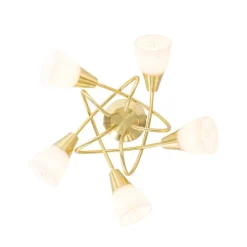 Klassische Deckenleuchte Gold mit Opalglas 5-flammig - Inez