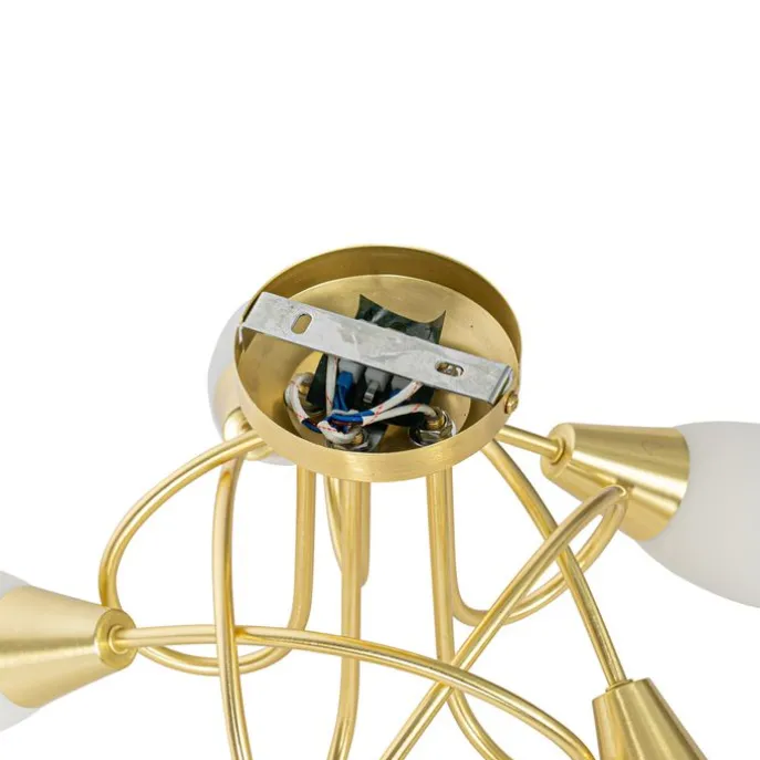 Klassische Deckenleuchte Gold mit Opalglas 5-flammig - Inez