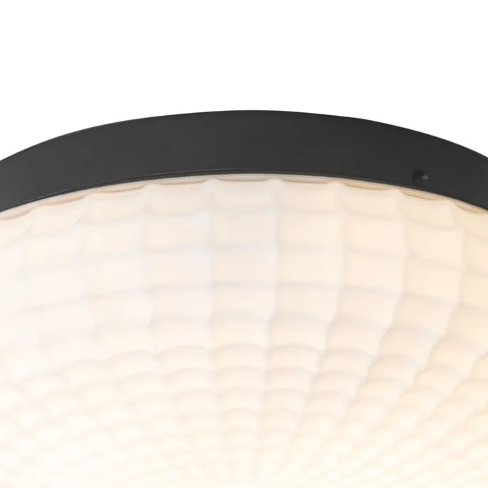 Klassische Deckenleuchte schwarz mit Opalglas 30 cm IP44 - Nohmi