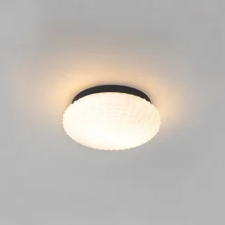 Klassische Deckenleuchte schwarz mit Opalglas 30 cm IP44 - Nohmi