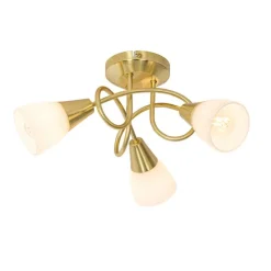 Klassische Deckenleuchte Gold mit Opalglas 3-flammig - Inez