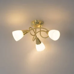 Klassische Deckenleuchte Gold mit Opalglas 3-flammig - Inez