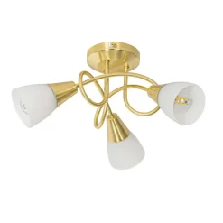 Klassische Deckenleuchte Gold mit Opalglas 3-flammig - Inez