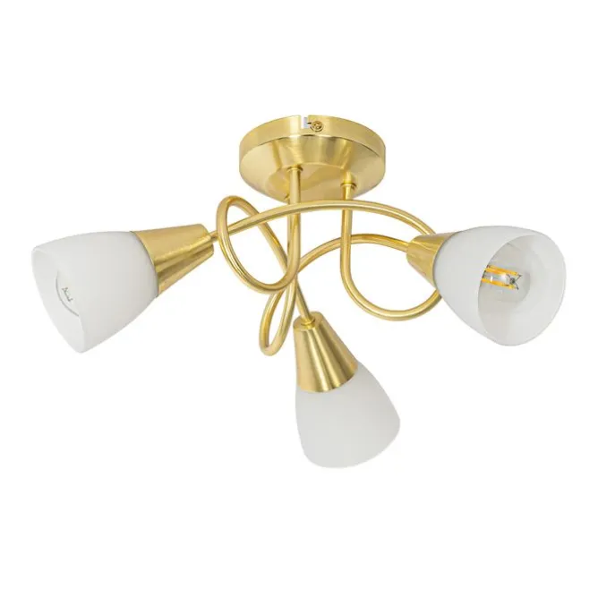 Klassische Deckenleuchte Gold mit Opalglas 3-flammig - Inez
