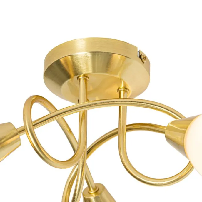 Klassische Deckenleuchte Gold mit Opalglas 3-flammig - Inez