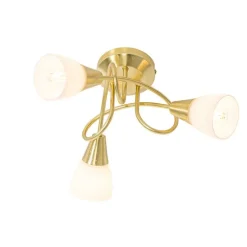 Klassische Deckenleuchte Gold mit Opalglas 3-flammig - Inez