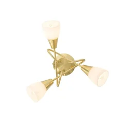 Klassische Deckenleuchte Gold mit Opalglas 3-flammig - Inez