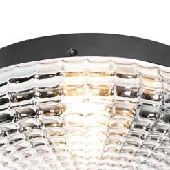 Klassische Deckenleuchte schwarz mit Rauchglas 30 cm IP44 - Nohmi