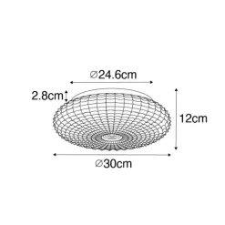 Klassische Deckenleuchte schwarz mit Rauchglas 30 cm IP44 - Nohmi