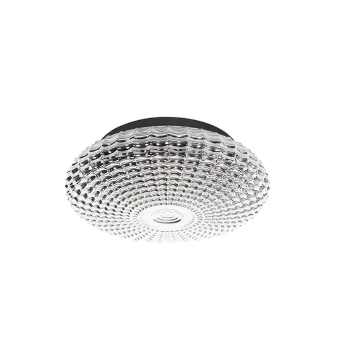 Klassische Deckenleuchte schwarz mit Rauchglas 35 cm IP44 - Nohmi