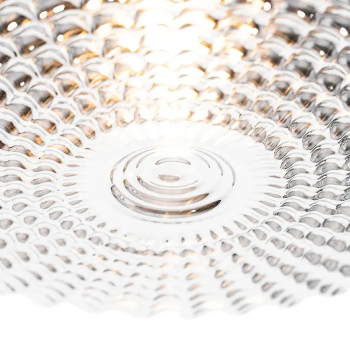 Klassische Deckenleuchte schwarz mit Rauchglas 35 cm IP44 - Nohmi