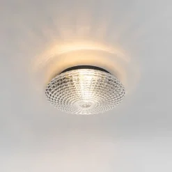 Klassische Deckenleuchte schwarz mit Rauchglas 35 cm IP44 - Nohmi