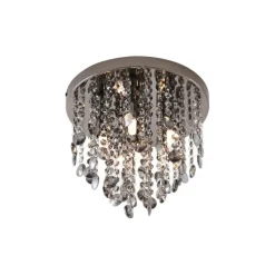 Klassische Deckenleuchte Schwarz mit Rauchglas - Medusa