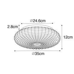 Klassische Deckenleuchte schwarz mit Opalglas 35 cm IP44 - Nohmi
