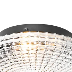 Klassische Deckenleuchte schwarz mit Rauchglas 23 cm IP44 - Nohmi