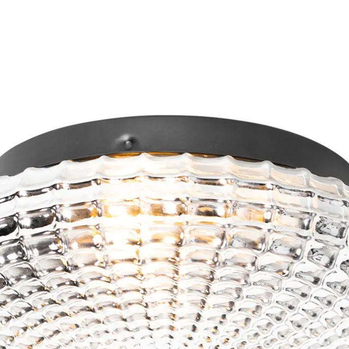 Klassische Deckenleuchte schwarz mit Rauchglas 23 cm IP44 - Nohmi