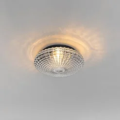 Klassische Deckenleuchte schwarz mit Rauchglas 23 cm IP44 - Nohmi