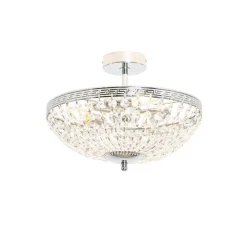 Klassische Deckenleuchte aus Stahl mit Kristall, 3-flammig – Mondrian